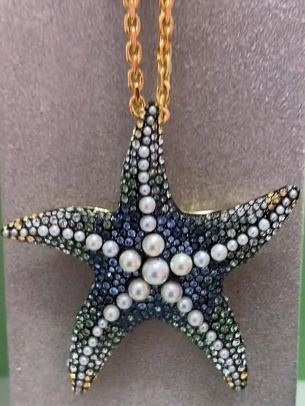 🌹Swarovski Starfish Brooch/Pendant Crystals pearls necklace